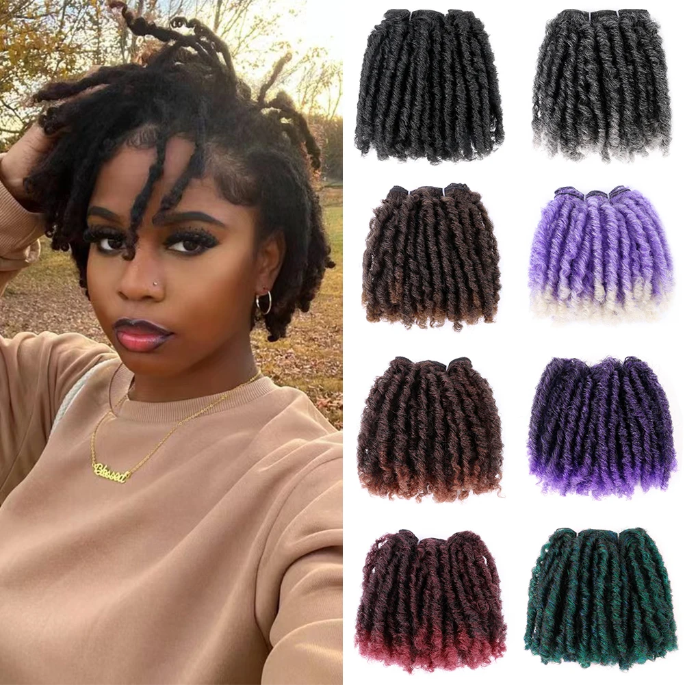 Belle Show Dreadlock Hair bundles 6 Inch Synthetic Hair Weave Bundles Dreadlock Hair Weaving Afro Twist Hair Weft For Women