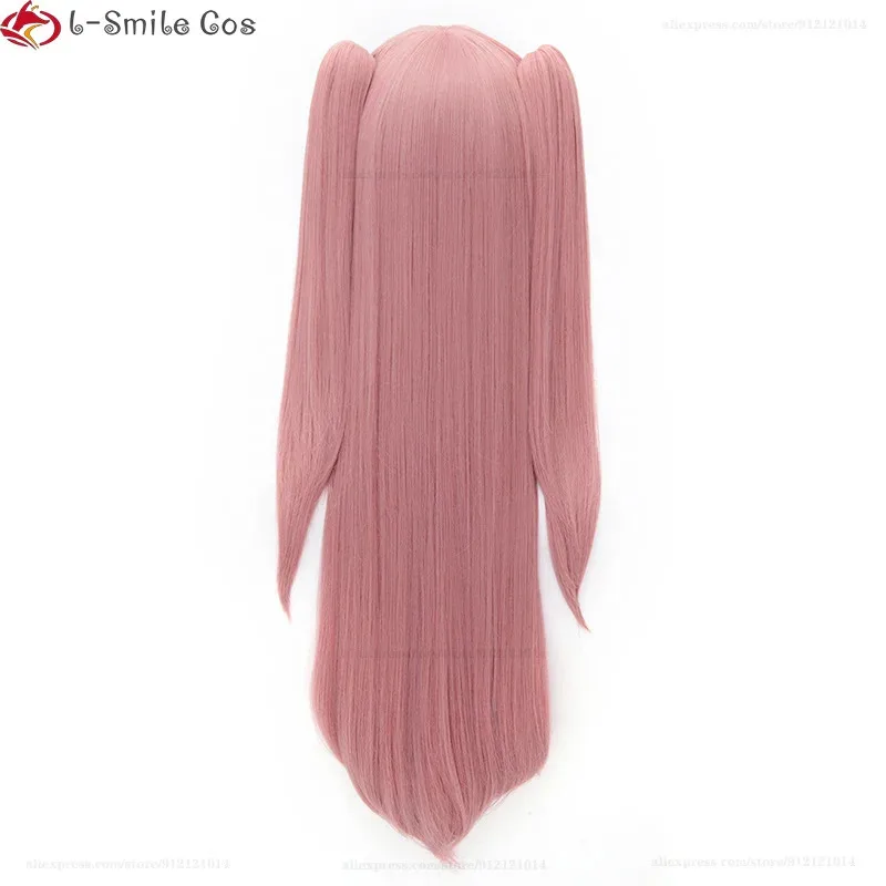 Dd12Anime Cosplay Krul Tepes 90 cm/110 cm Rosa largo con 2 coletas pelo sintético resistente al calor pelucas de mujer de Halloween + peluca C