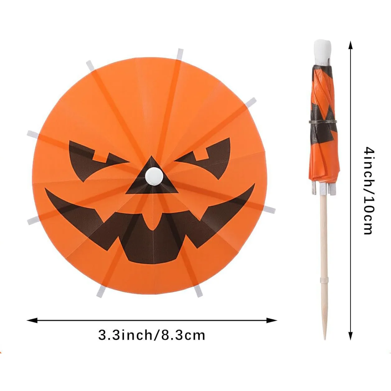 10/50/100 Stück Halloween Papier-Cocktail-Schirme Kürbis Fledermaus Mini-Cocktail-Schirme für Getränke-Dekoration Bar-Getränke-Deko – Detail 2