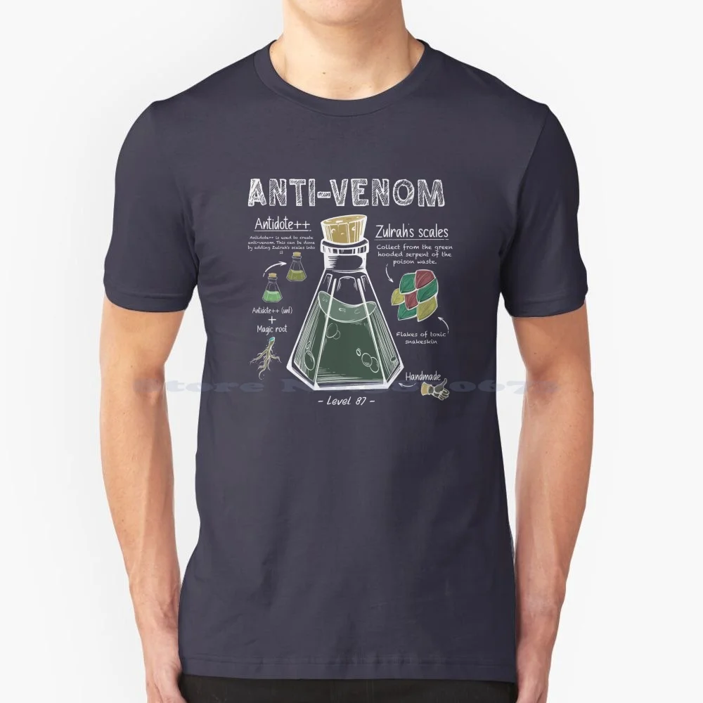 Anti-Potion Recipe T Shirt 100% Cotton Tee Old School Osrs Meme Artistic Imp 2007scape Rs07