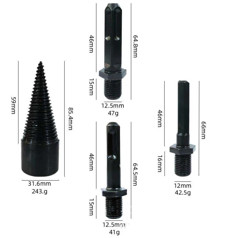 4 pezzi per la lavorazione del legno cono diviso per uso domestico trapano elettrico a mano trapano a percussione 32mm accessori per il taglio della legna da ardere