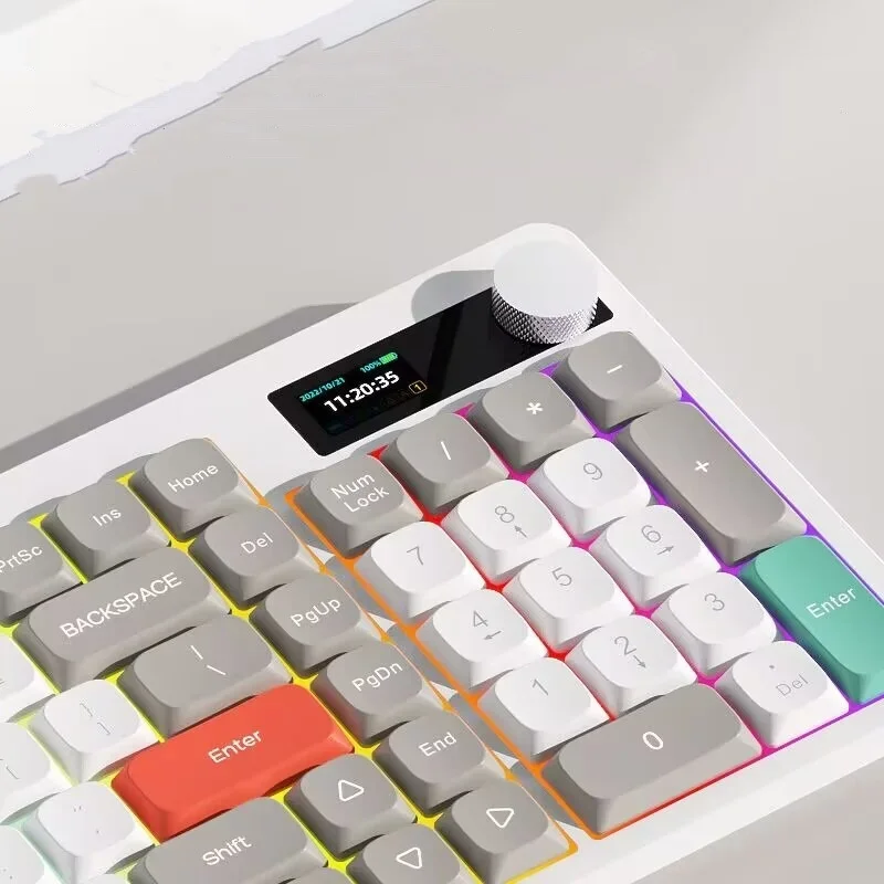 Low-Profile Mechanical Gaming Keyboard Three-Mode Wireless Screen PBT Key Cap Rgb Full-Size Mac Office Compact 101 Keyboard