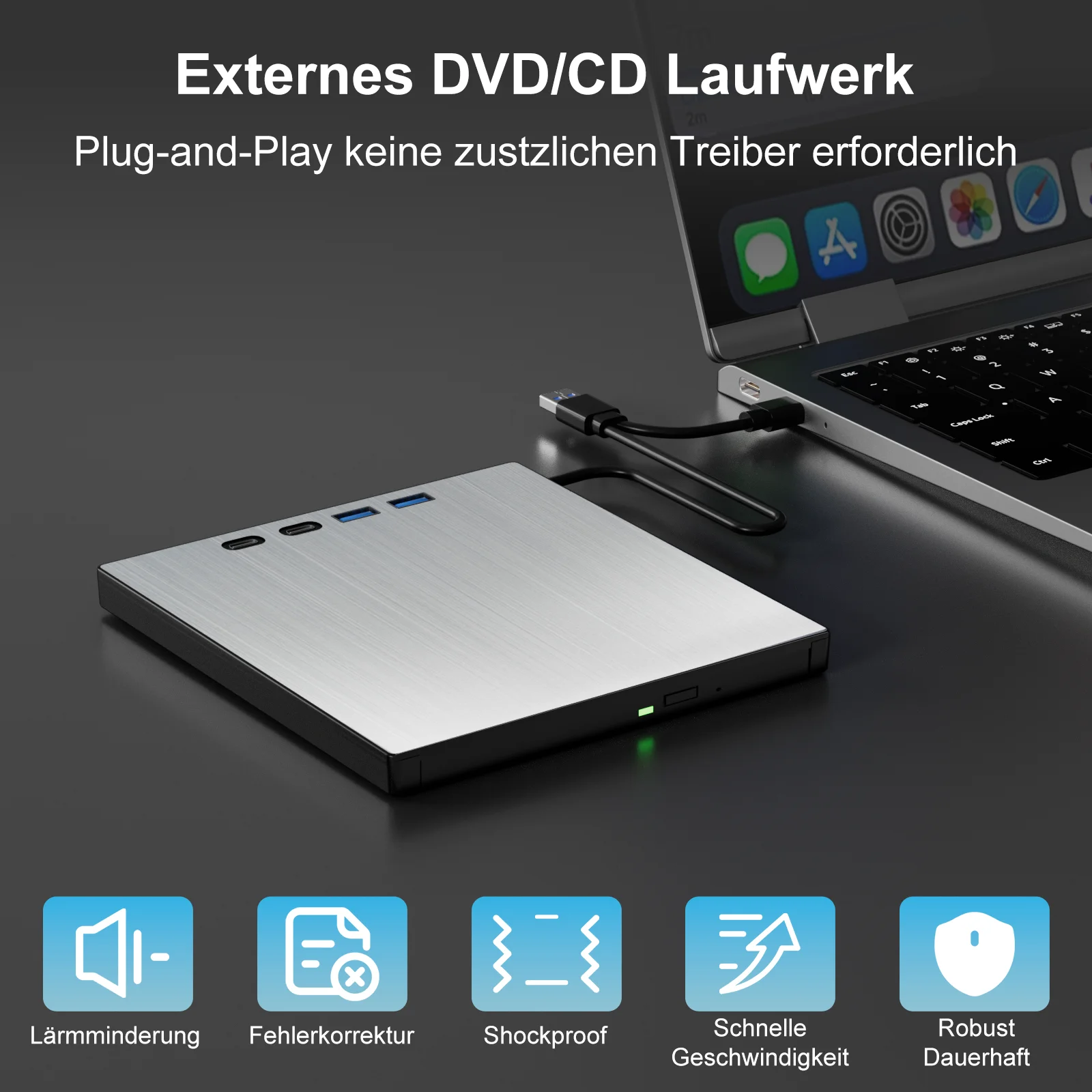 7-in-1 USB 3.0 Type-C External DVD RW CD Player Optical Drives DVD Burner Recorder Reader Disk Drive For Laptop Desktop Notebook