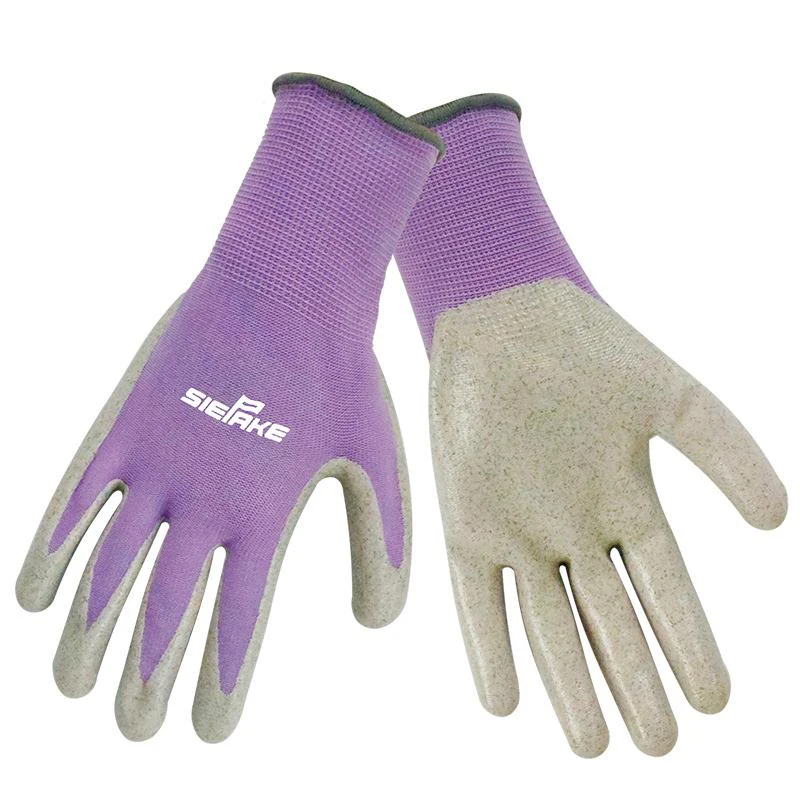 Gardening Work Gloves for Adult, Thornproof Rubber Coated,Breathable Knit for Yard and Household Chores，Purple