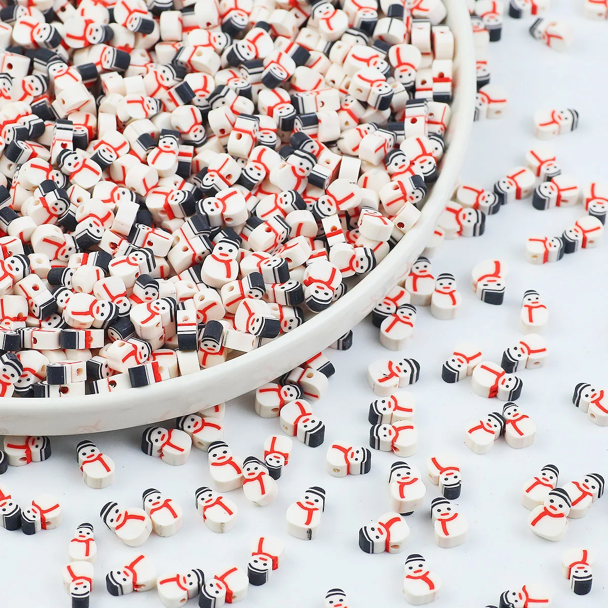 Snowmen Shape Polymer Clay Loose Beads Spacers For Jewelry Making DIY Charms Bracelets Christmas Accessories 50/100/200/300Pcs