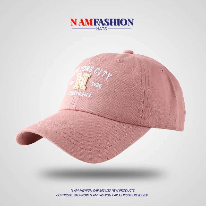 Letter embroidered baseball cap women's summer soft top big head circumference wide brim sunshade thin peaked cap