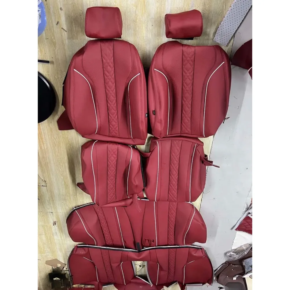 Custom Car Seat Covers Full Set for BMW 5 Series E60 E61 F10 G30 G60 Waterproof Leather Cushion Seat Protective Cover