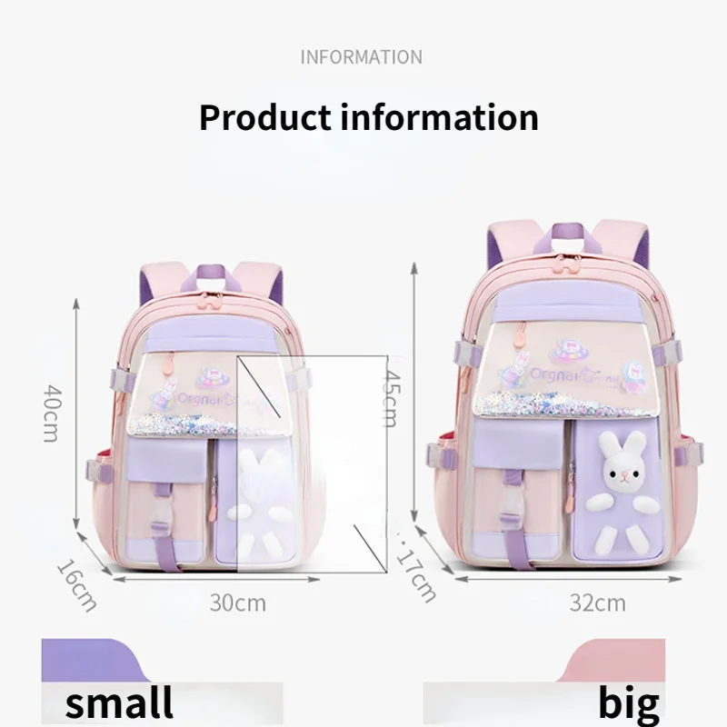 55L New Girls School Bag Primary School Bags Children Backpack Large Capacity Bag Waterproof Bags Multiple Pockets Schoolbags