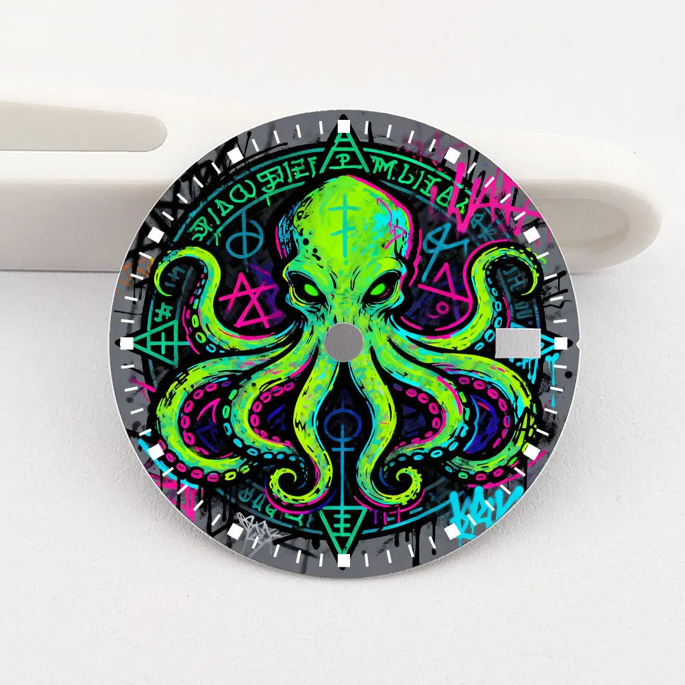 28.5 mm Watch Dial NH35 Dial with Creative Pattern and Color Printing NH35 Watch Dial Size NH35/36 Movement Watch Component