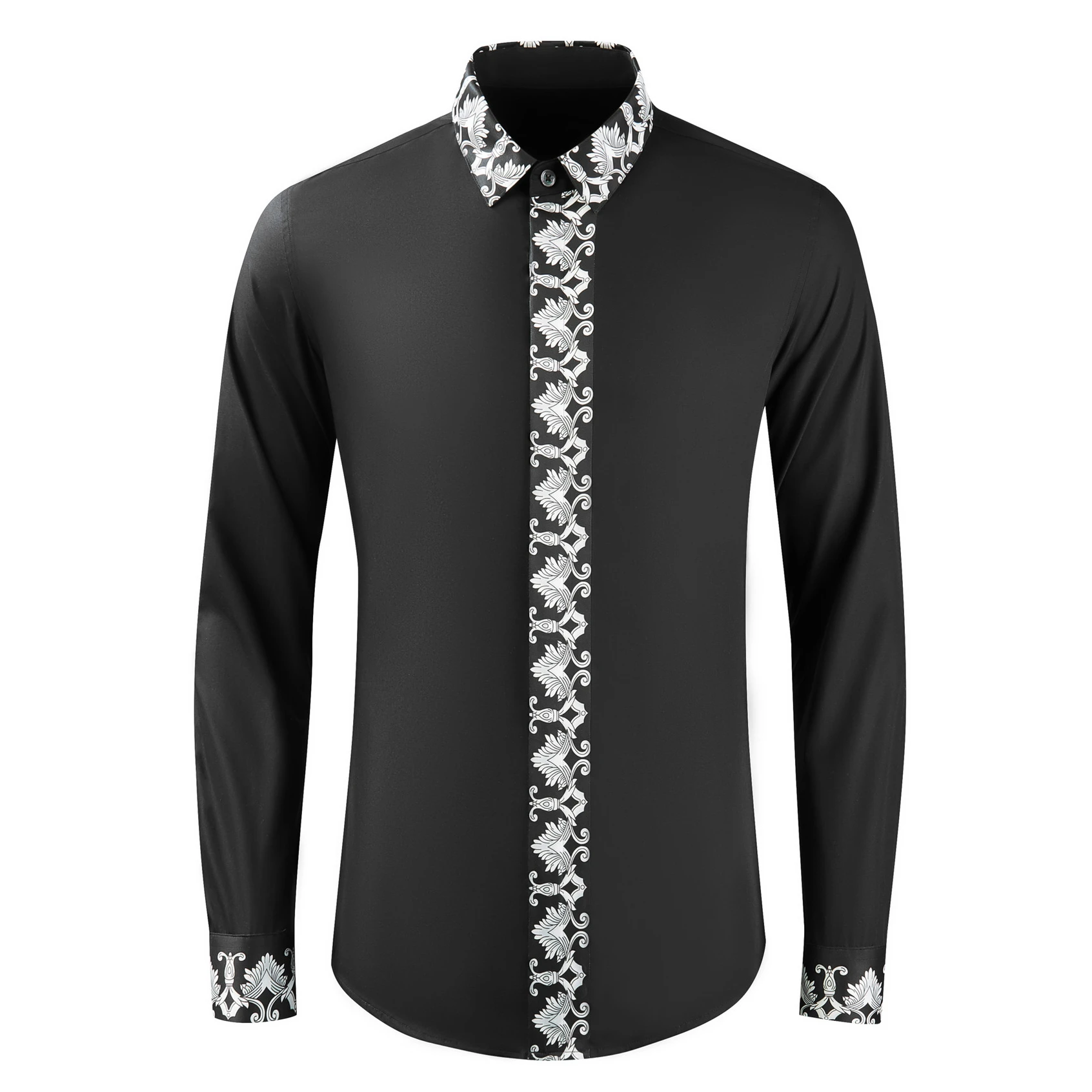 

Luxury Royal Print Shirts for Men Long Sleeve Casual Business Formal Dress Shirts Social Party Streetwear Camisa Masculina 2023