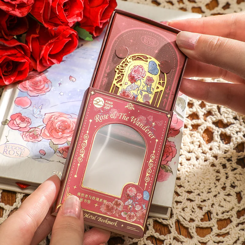 خمر رائعة روز المعادن المرجعية الجوف خارج الفن الزهور دبابيس ورق القراءة علامة ديكور صفحة حامل الطلاب المعلمين هدية #1