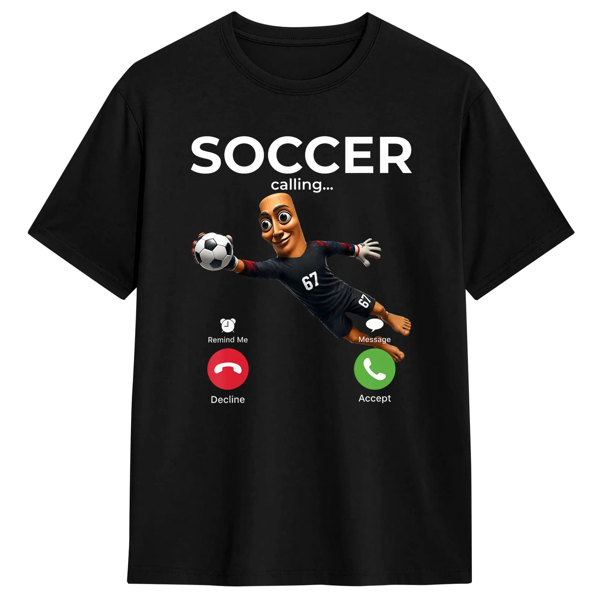 Football Brainrot Tung Sahur Goalkeeper Phone Calling Meme T Shirt Summer Cotton T-Shirts Men Hip Hop Casual Tshirt Vintage Tees