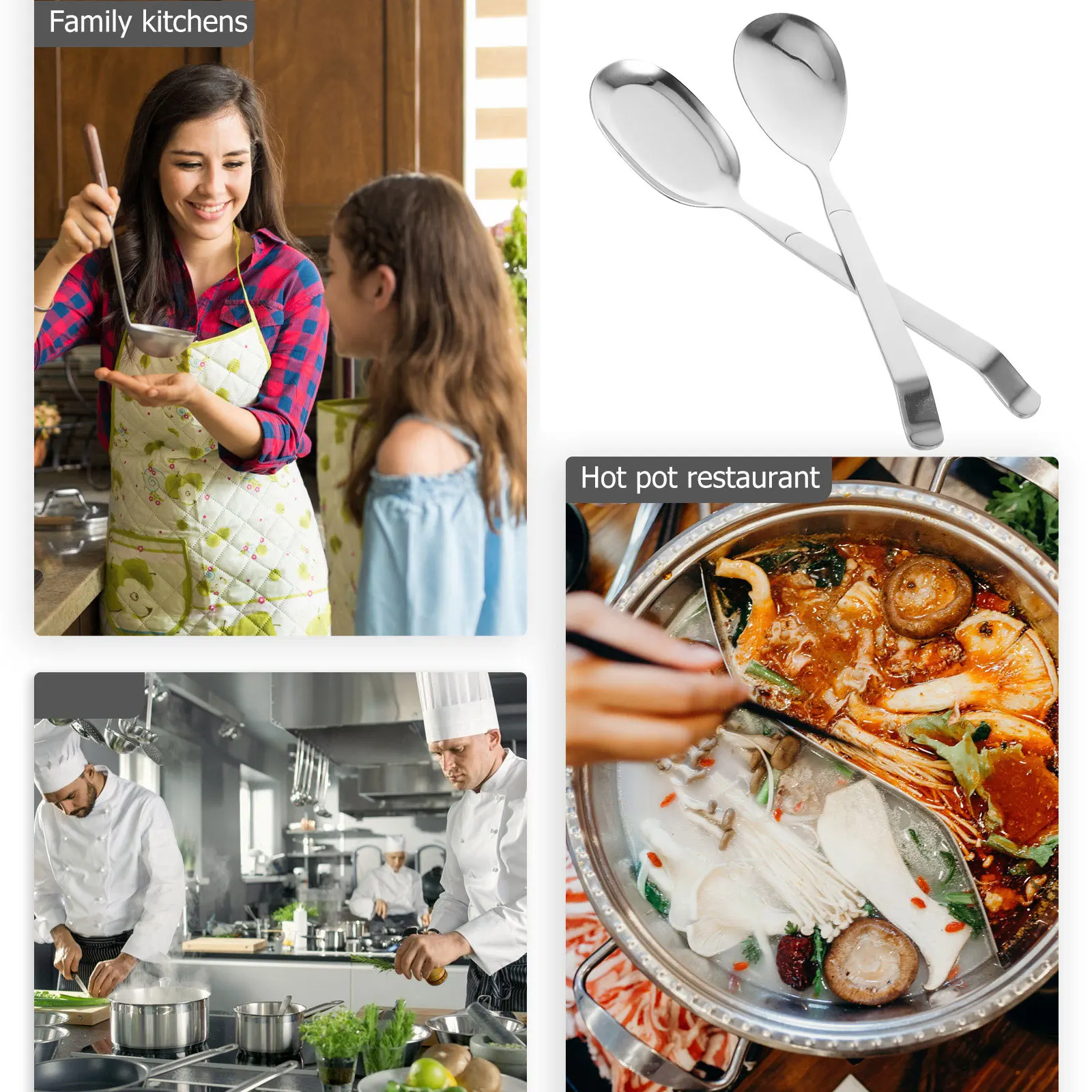 

2Pcs Large Stainless Steel Serving Spoon Buffet Ladle Kitchen Scoop Multi-Functional Spoon Stainless Steel Scoop