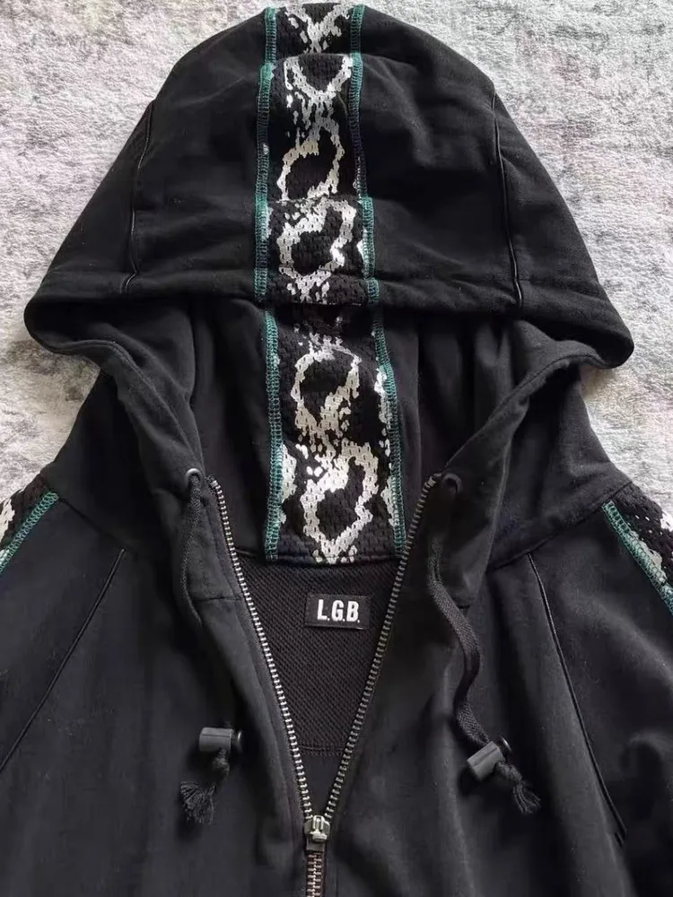 BLACK JOKER L.G.B First Generation Serpent Pattern Visual Kei Subculture Retro Zip-Up Hoodie