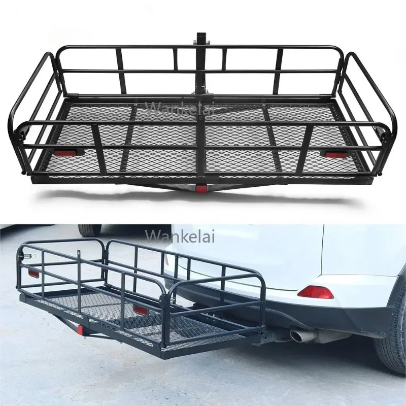Heavy-Duty Hitch Mount Cargo Carrier 400 Lbs Capacity Folding Rack Rear Luggage Basket for Car SUV Travel Fits 2