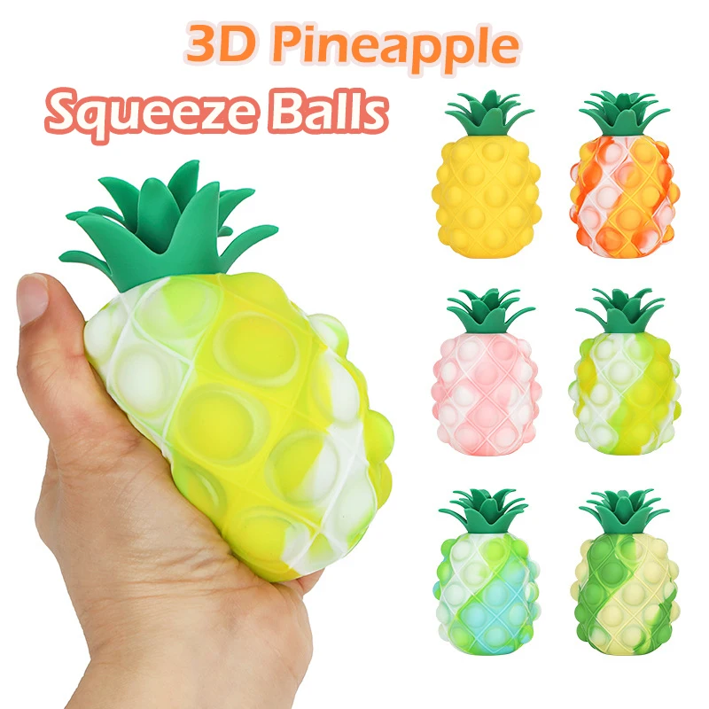 1/2/4 Pack Pop Fidget Ball Toys 3D Pineapple Squeeze Balls Popper Bubbles Sensory Ideas Teens Adults Gifts Stress Reliever Toys