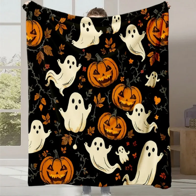 

Pumpkin print flannel blanket halloween gift office home lunch break blanket autumn and winter warm blanket