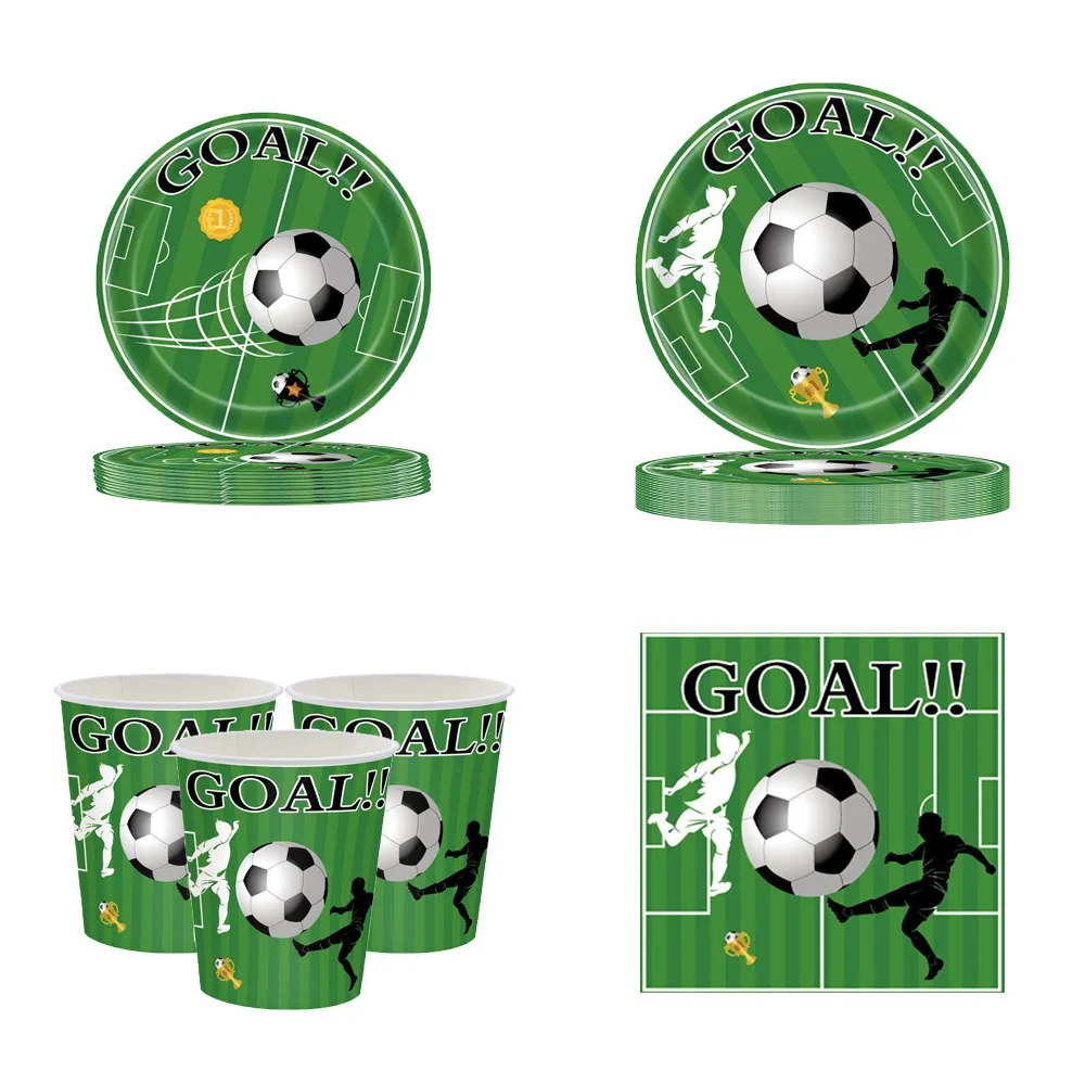 

Soccer Party Decor Balloon Kit Soccer Ball Foil Balloons Football Happy Birthday Banner Disposable Tableware Supplies Favors