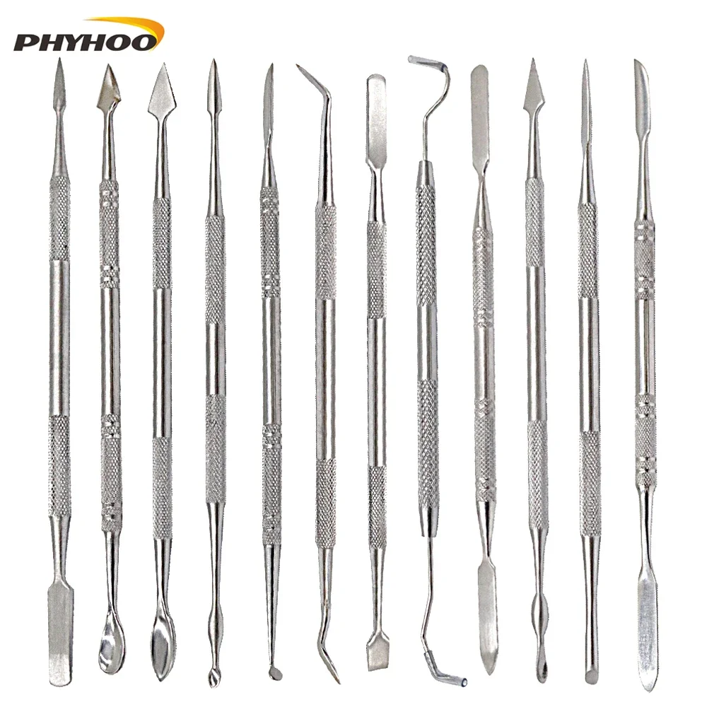 12 Pcs Metal Spatula for Wax Knife Kit Sculpture Tools Blade Dental Knife Carve Pottery Clay Carving Modeling Jewelry Equipment