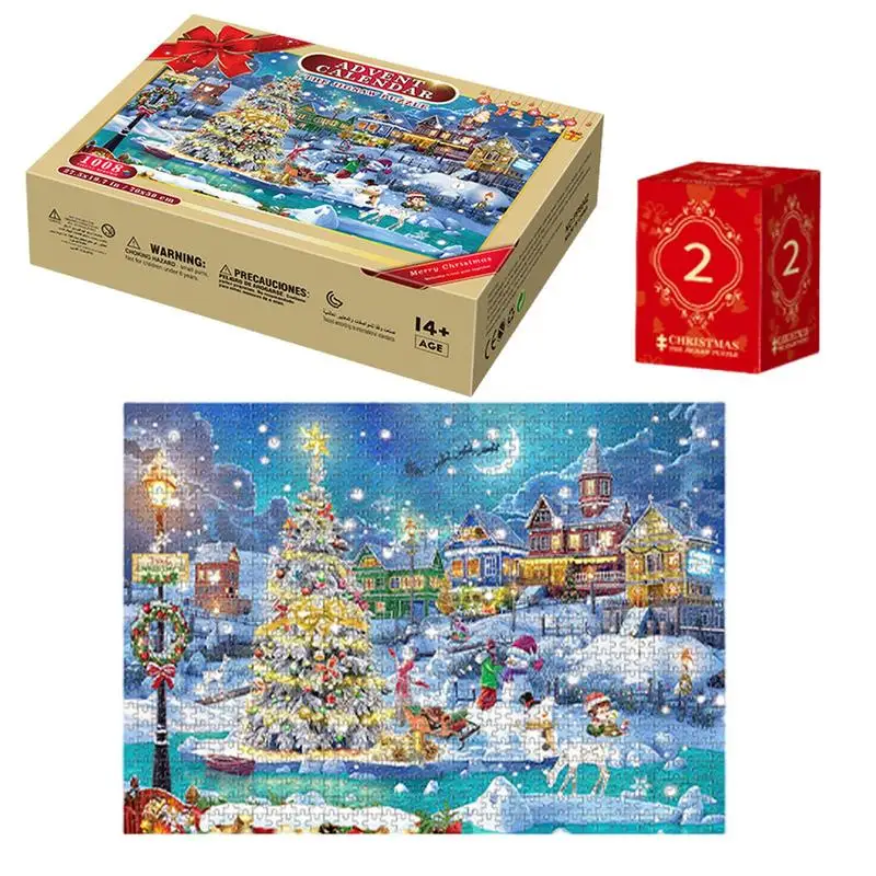 24 Days Christmas Countdown Calendar Jigsaw Puzzles Set 1008 Pieces Christmas Puzzles Advent Calendar Gift Box For Kids Adults