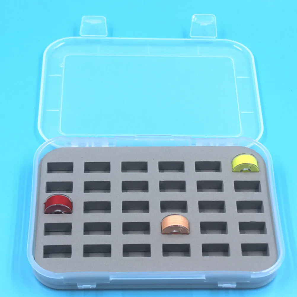 1Pcs Bobbin Box Plastic Storage Case Simple Design Sewing Spool Organizer Lightweight Portable Stable Fixing Sponge Bobbin