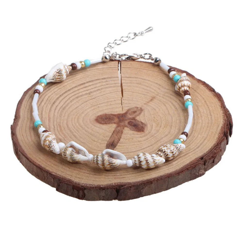 

2Pcs Shell Anklet Chic Adjustable Ankle Chain Delicate Foot Pendant Ankle Jewelry Creative Foot Hanging Accessories for Women