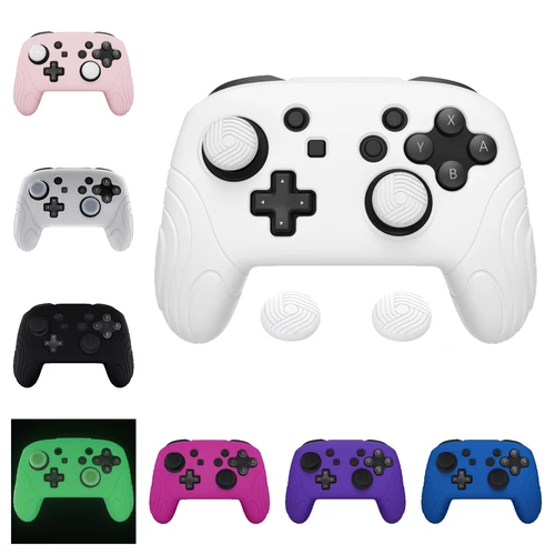 Imagen 2 del producto PlayVital Samurai Edition Funda protectora ergonómica de silicona con 2 empuñaduras para el pulgar para controlador Nintendo Switch Pro