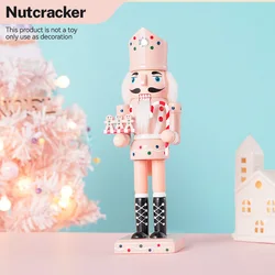 1PC Pink Gingerbread Man Nutcracker 25CM Christmas Ornament European Style Wooden Home Creative Trinket New Year Holiday Gifts