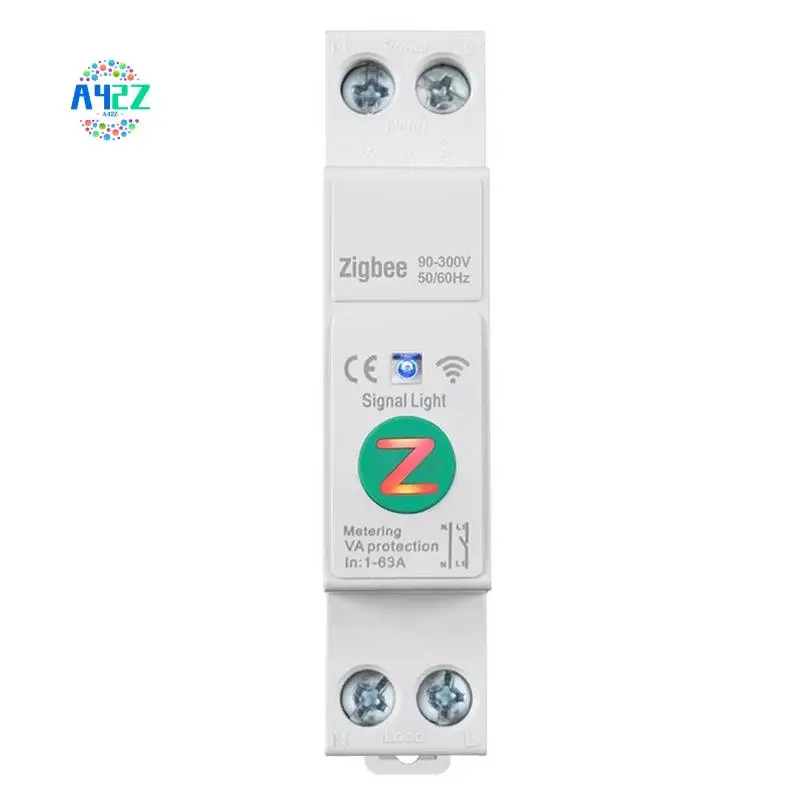 

A42Z-Tuya Zigbee Smart Circuit Breaker 1P+N 63A Din Rail Switch With Metering Smart Breaker Voice Control For Alexa Home