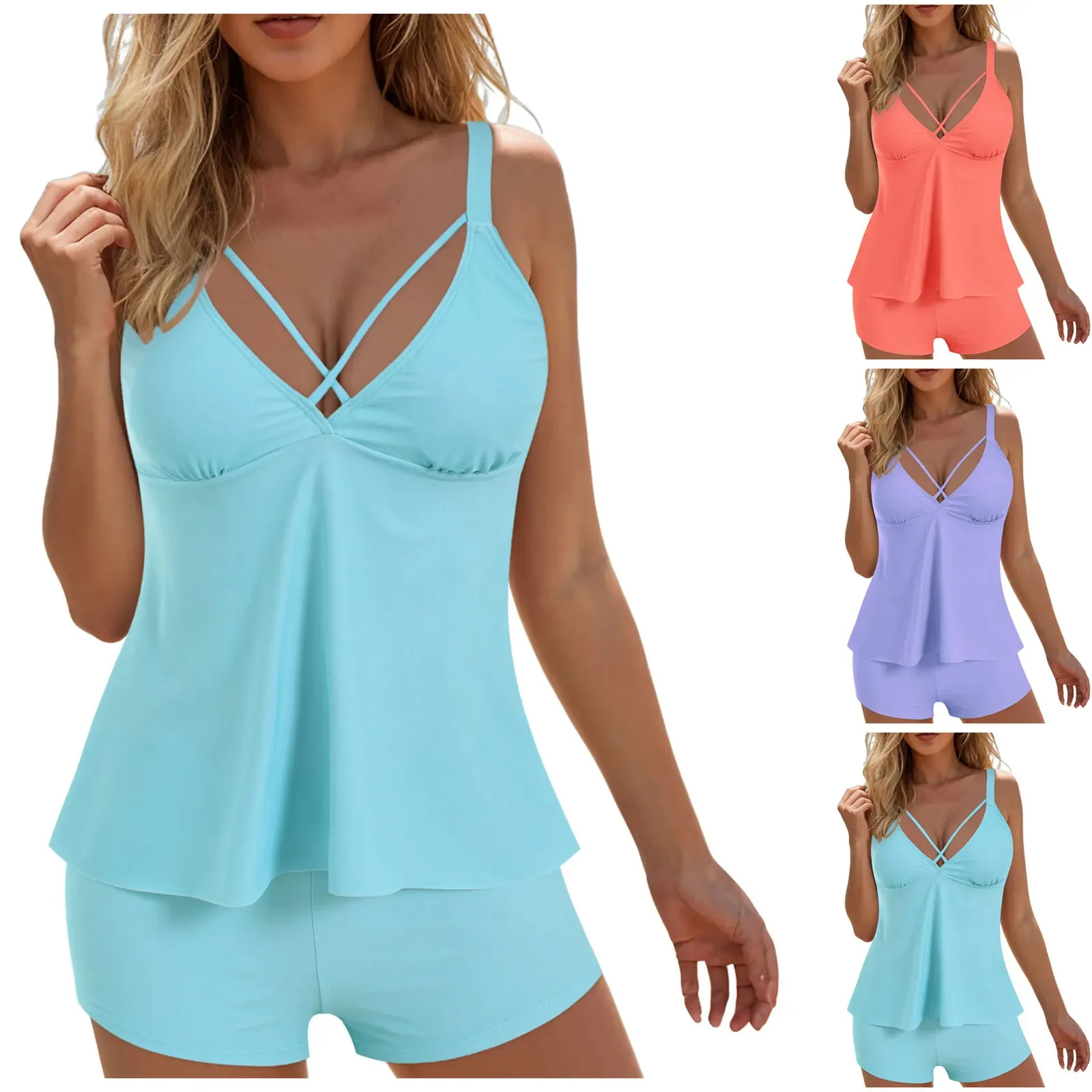 Mulheres tankini conjunto feminino cintura alta biquíni sexy push up maiôs de duas peças maiô vintage das mulheres com shorts