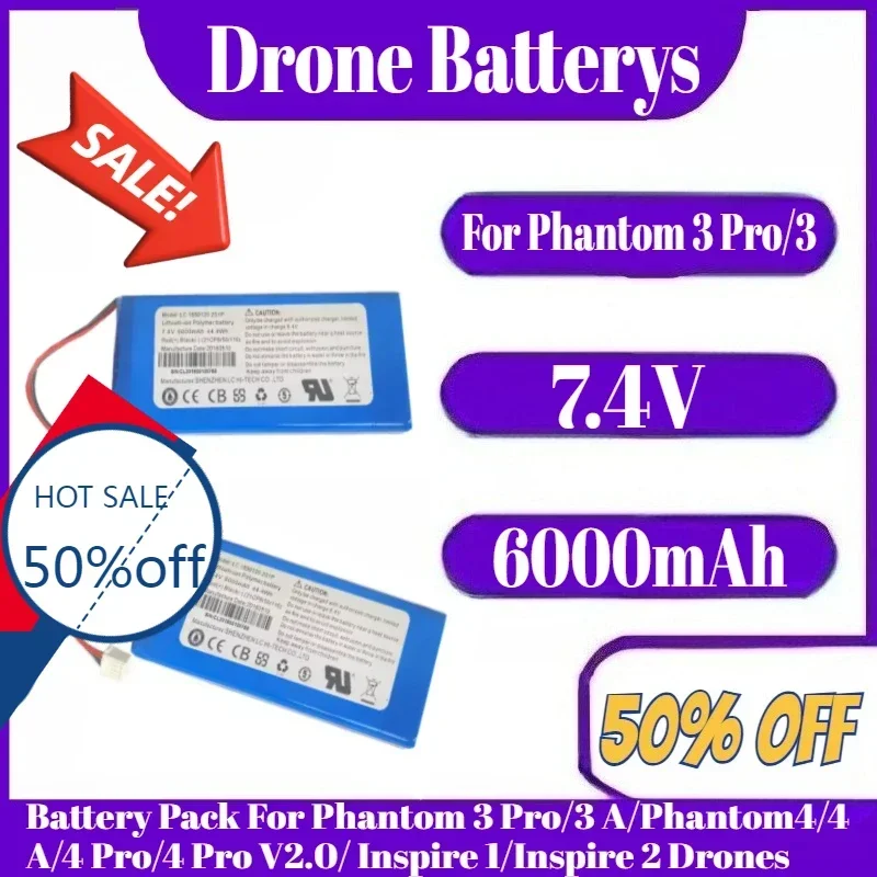 

6000mAh 7.4V Remote Controller Battery Pack For Phantom 3 Pro/3 A/Phantom4/4 A/4 Pro/4 Pro V2.0/ Inspire 1/Inspire 2 Drones