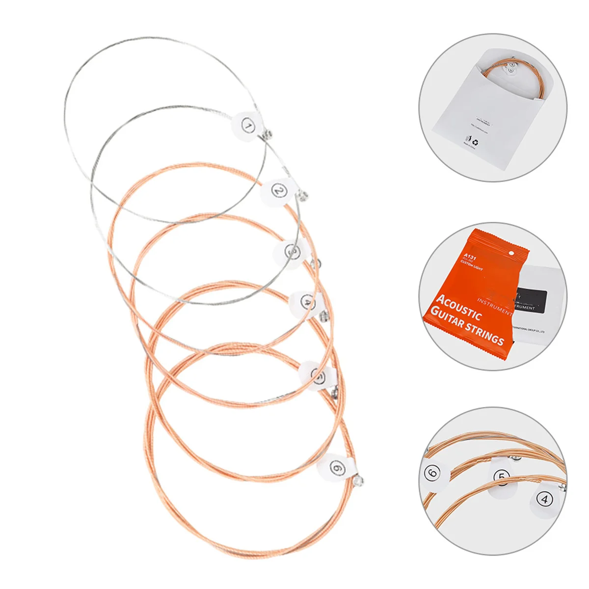 

6pcs Acoustic Strings Replacement Folk Metal String Pack Durable Professional Universal Fit For Folk Guitar Players Bright Tone