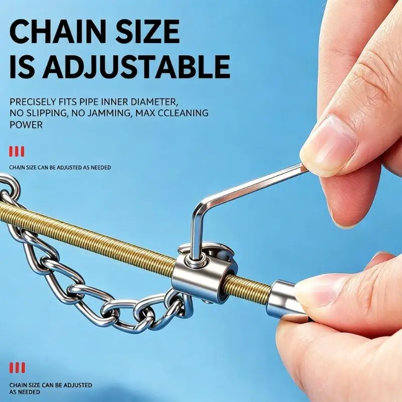 Heavy Duty Drain Snakes Pipe Cleaner Chain Spring for Bathroom Kitchen Sink C7AC