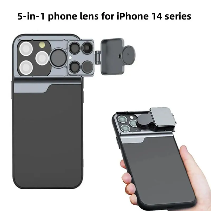 5 In 1 Vlog Lens Case Kit 30X Super Macro Lens CPL Fisheye Telephoto Lens For IPhone14 Accessories For iPhone 14 Pro Max 14 Plus