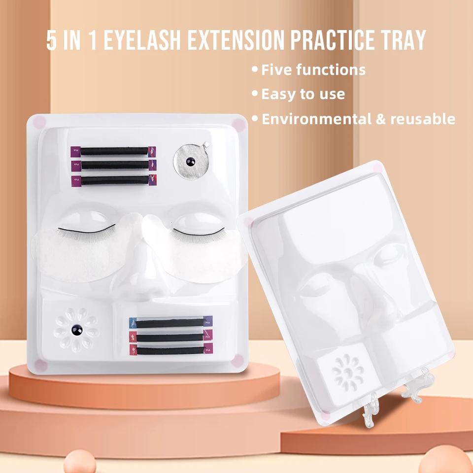 1/2/5PCS Training Fake Face Individual Eyelash Extension Beginner Plastic Practice Face Tray Lash Glue Holder Model Head Display