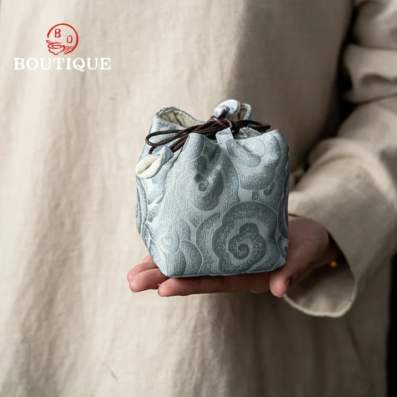 Exquisite Travel Tea Set Storage Bag Thicken Portable Drawstring Beam Port Kung Fu Tea Set Cup Bag Teaware Sets Bags Protect Cup