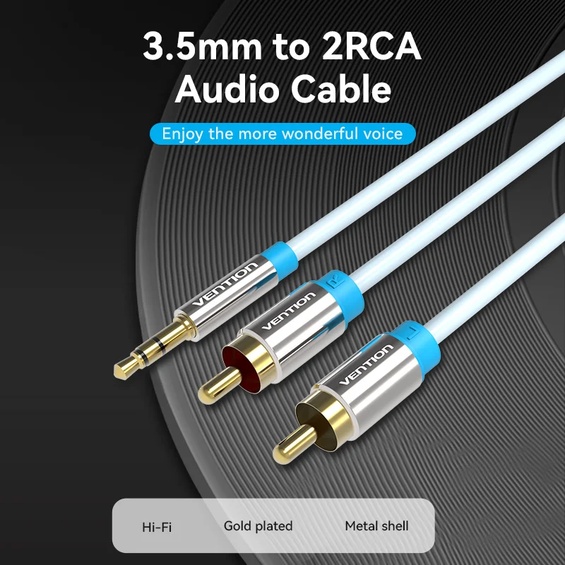 Vention kabel RCA 3.5mm do 2RCA Splitter złącze RCA 3.5 kabel kabel Audio RCA 1m dla Smartphone wzmacniacz kina domowego przewód AUX