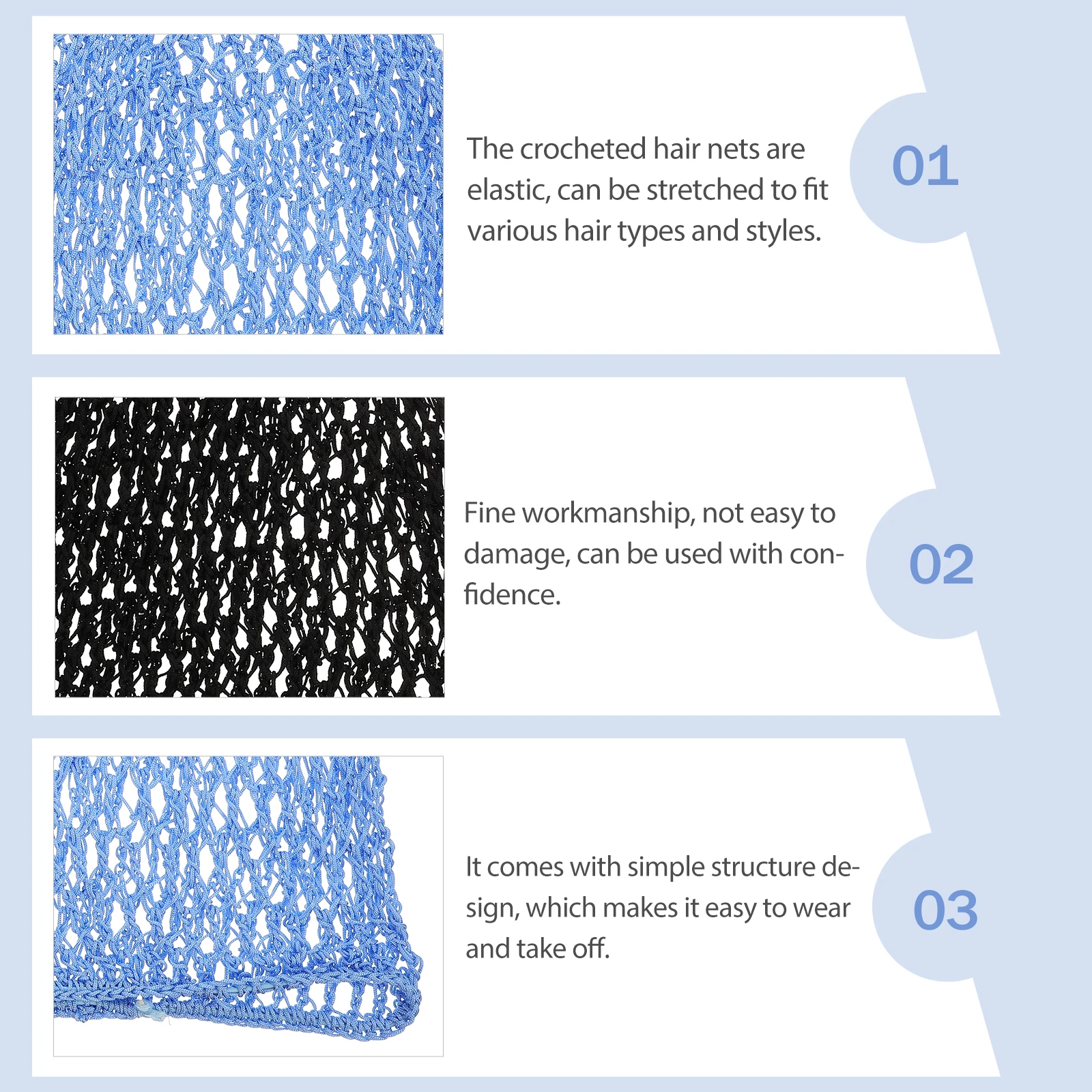 

2pcs Long Mesh Crochet Nets Elastic Women Hairnets For Braids Curly Hair Salon Home Usehair Hats Soft Hair Covers Sleep