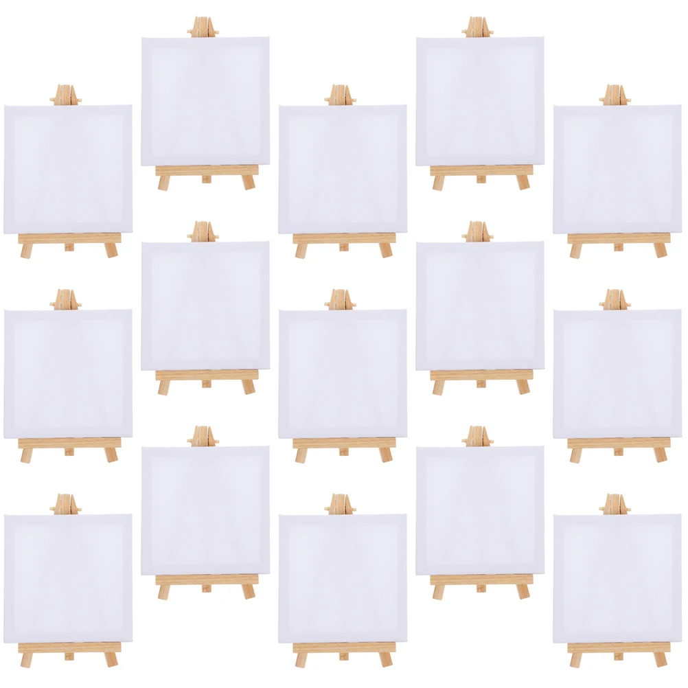 

10 Sets Wooden Painting Frame Easel 8x15 Oil Stands 10x10 Cloth Canvas Frames for Beginner Artists Mini Display Craft