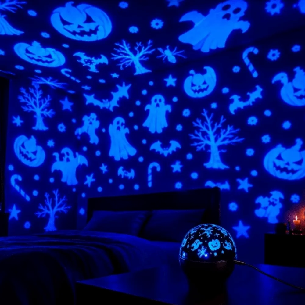 Color-changing Moon Galaxy Projector Light USB Plug-and-Play Flashing Light Effect Halloween LED Night Light Christmas Tree Mini