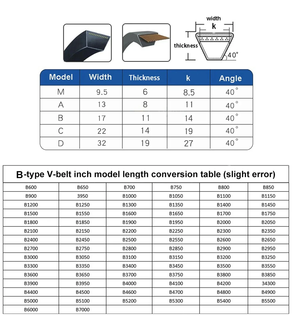 1pcs 유형 B90 ~ B7000 농업 기계 V-벨트 산업용 삼각형 벨트 전송 드라이브 벨트 95 600 750 800 950 1000