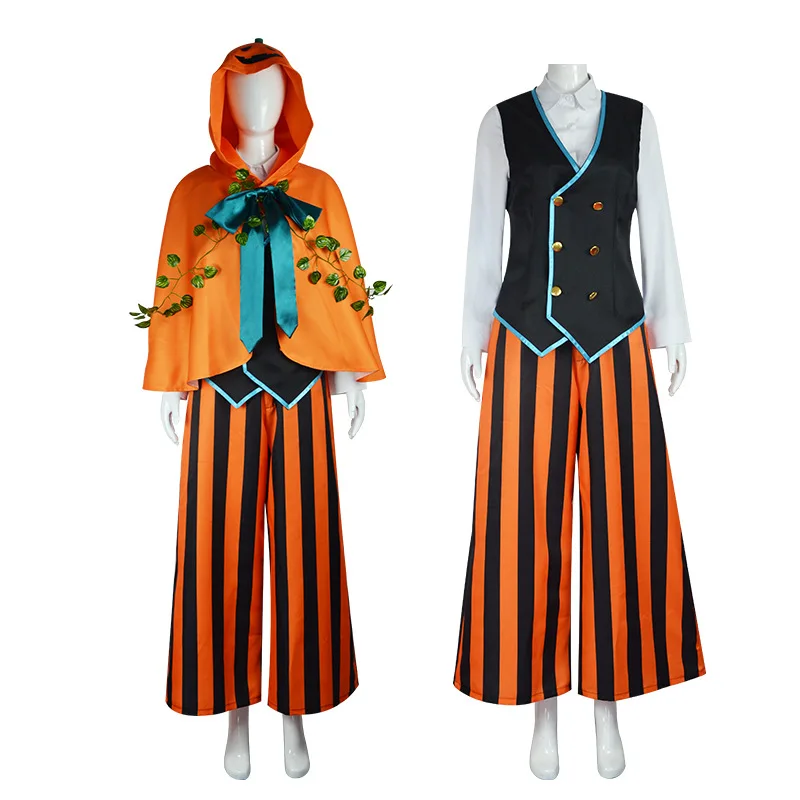 

Witch Ghost pumpkin Cosplay orange Costume Funny Halloween adult Pumpkin suit with cloak vest pants
