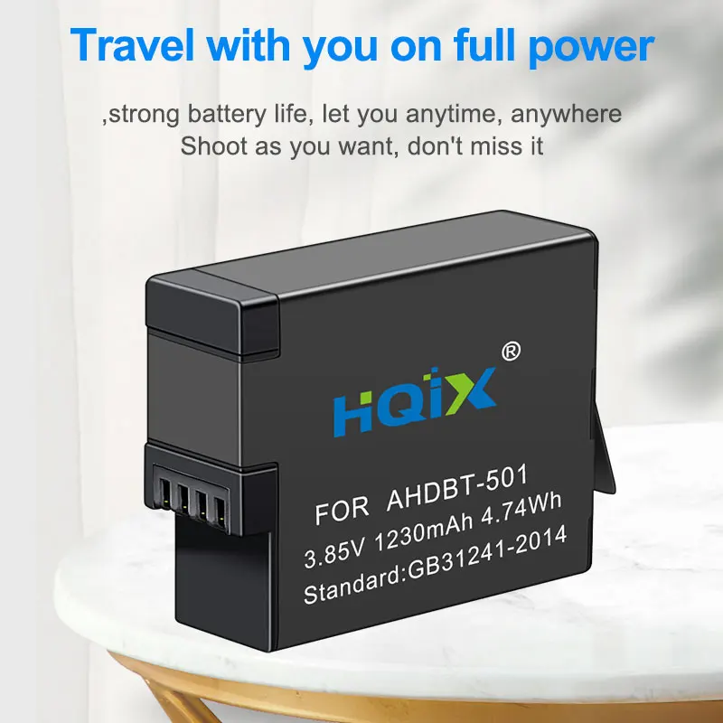 HQIX for Gopro Hero 5 Gopro Hero 6 Gopro Hero 7 Camera AHDBT-501 Dual Battery Charger