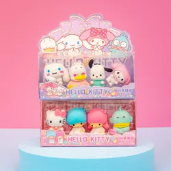 8Pcs/Set Sanrio Toys Kawaii Eraser Girls Student Office Kuromi Cinnamoroll My Melody Hello Kitty Figure Dolls For Children Gift