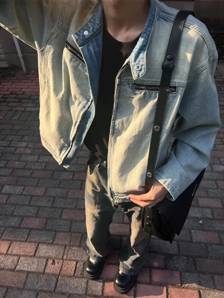 

Vintage Yellow Mud Denim Jaet ort Padded oulder American Sle Workwear Jaet for Men Breathable Cotton Polyester Blend