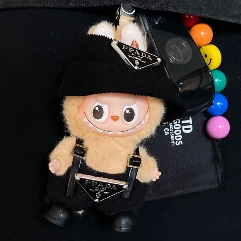 4.0 De Monsters Pin Liefde Serie Voor labubu Pop Omgekeerde Triangel Kleding Visser Overalls Broek Hoed Schoenen 15 17 cm Kleding