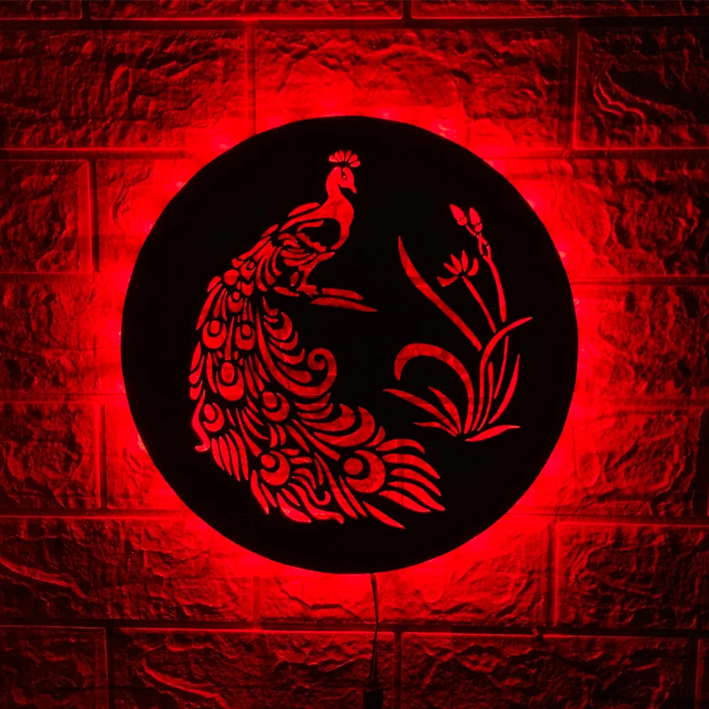 ZK50 Modern Creative Luminous Peacock Remote LED Wall Lamp Indoor Restaurant Bar Decoration USB Atmosphere Light