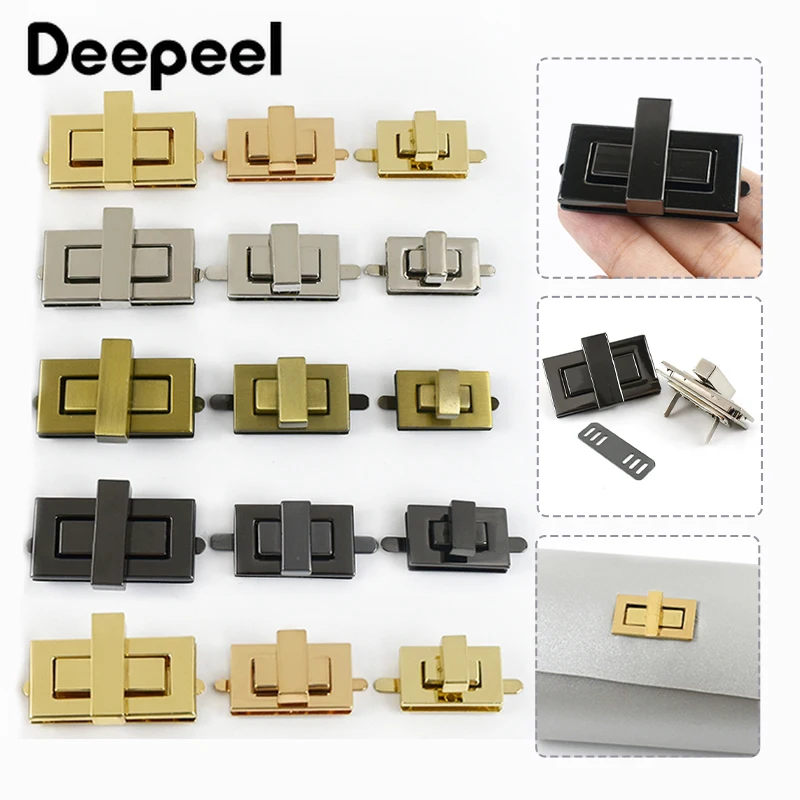 Deepeel 5Pcs Metal Purse Lock Buckle Bag Turn Twist Locks Clasp Handbag DIY Hardware Closure Buckles Bags Latch Part Accessories