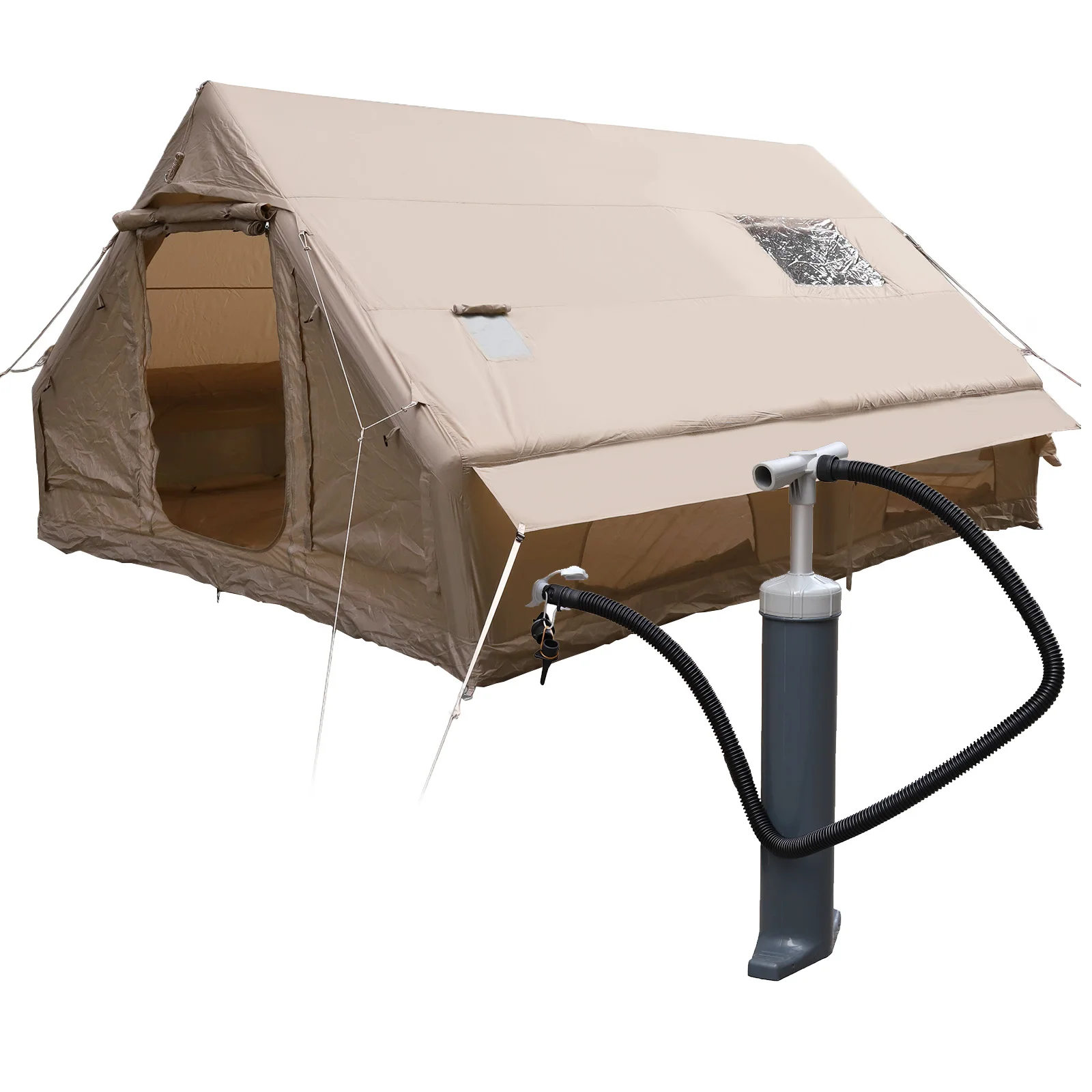 

Inflatable Camping Tents with Mesh Windows & Pump Portable Outdoor Tents 130 Square Feets with Stove Jack for Pincnic & Travel