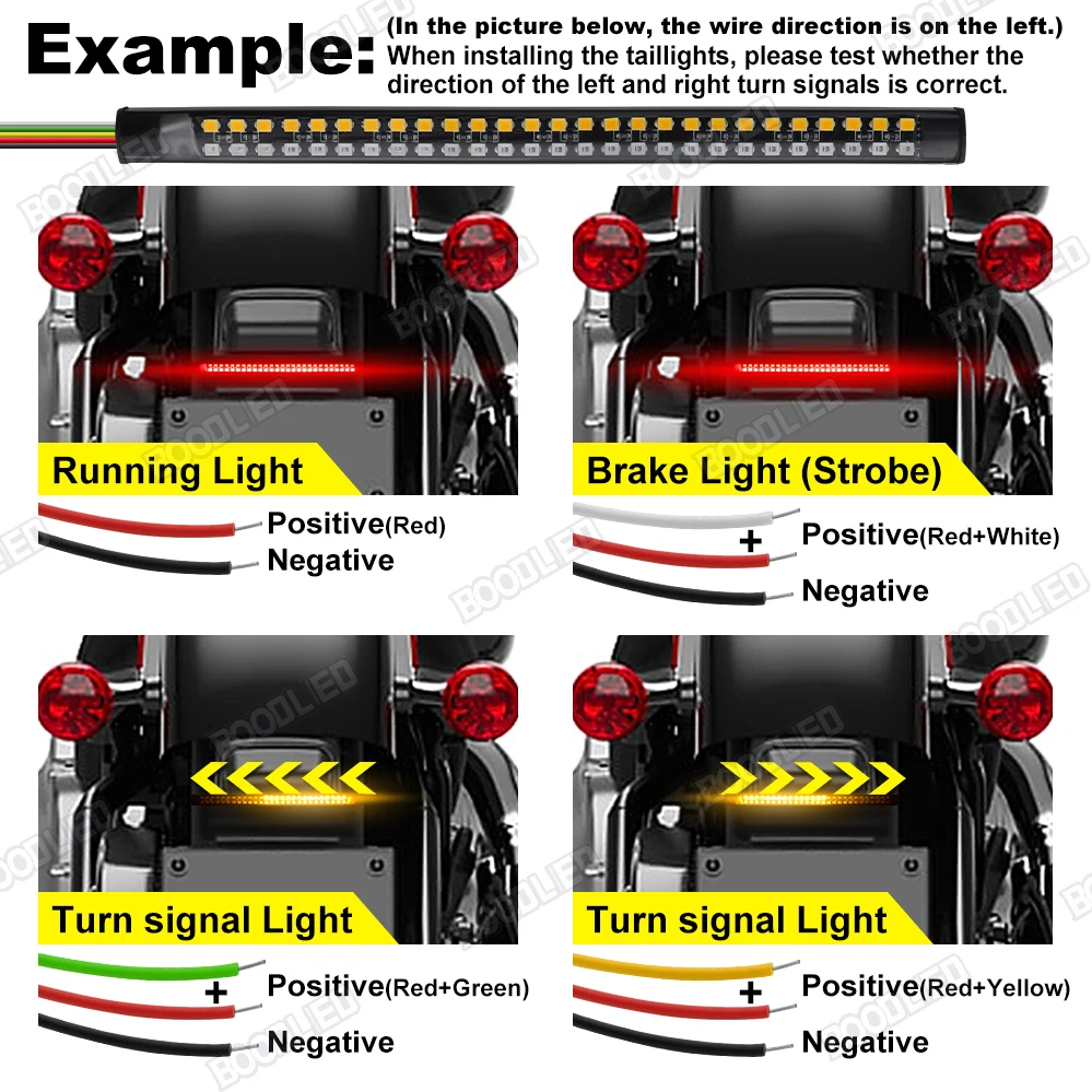 2Pcs Motorcycle Led Rear Turn Signal Brake Light Stop Daytime Running Lights for motorcycle ATV,Waterproof 7.5inch Double Color